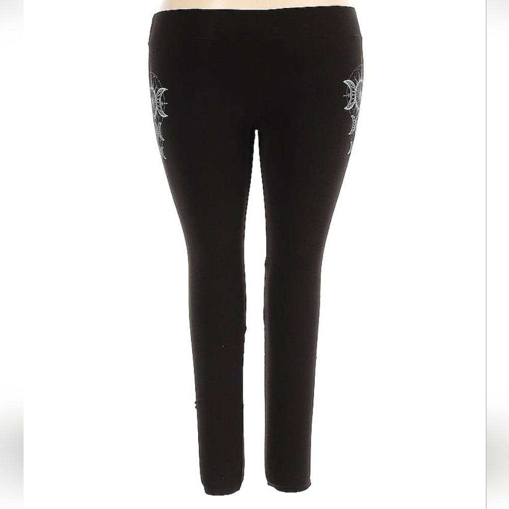 Soul Flower Organic Cotton Leggings XXL Black Yoga Pants Boho Festival